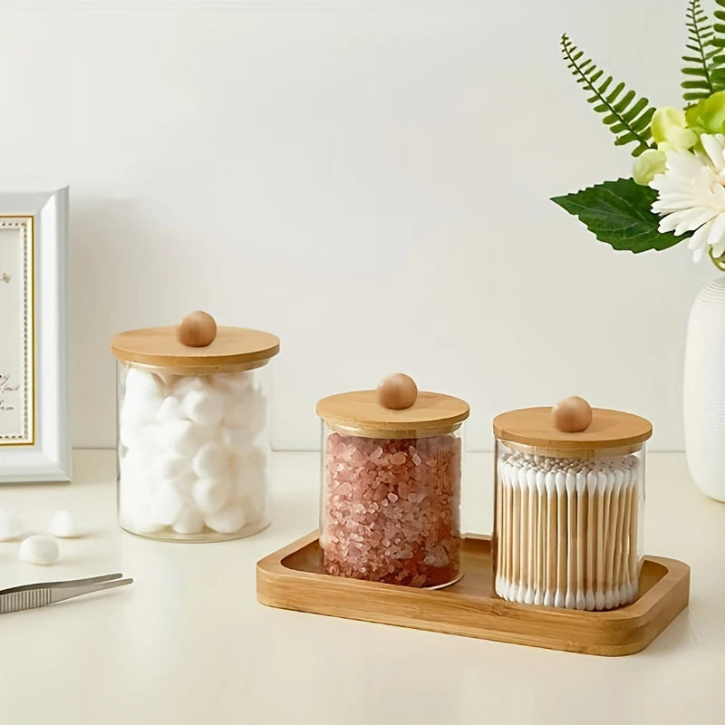 Clear Acrylic Swab Holder & Beauty Organizer Jar – Storage Dispenser for Floss, Makeup Pads & Powder Puffs