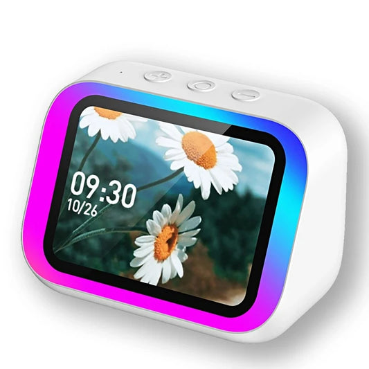 Multi-function Smart Bluetooth Alarm Clock Speaker with Weather Display Night Light Music Story Player Photo Frame APP Control Peaceful Pleasures Health and Wellness White