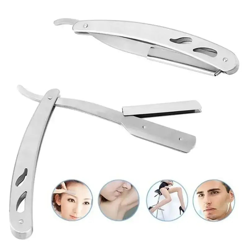 Men's Straight Edge Folding Razor – Stainless Steel Barber Shaver