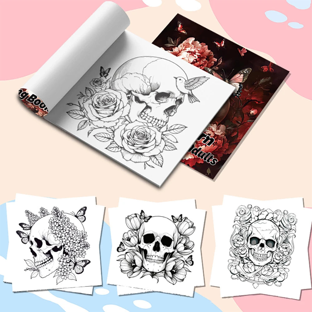 Bview Art Adult Skull Coloring Book Intricate Gothic Patterns Stress