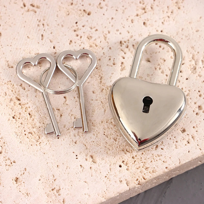 1Set Sliver Heart Shape Padlock Mini Luggage Hardware Locks With Key Lock For Travel Wedding Jewelry Box Diary Book Suitcase Peaceful Pleasures Health and Wellness
