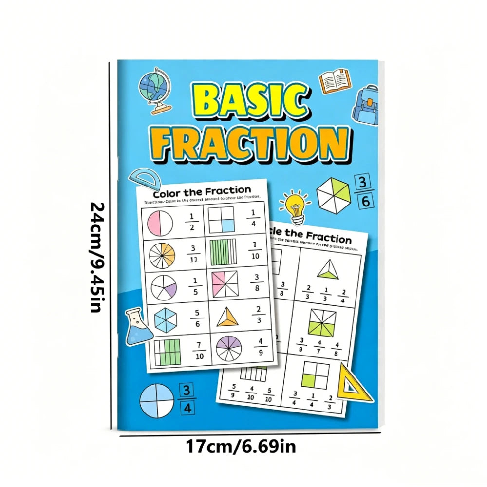 Basic Fraction Workbook 32 Pages Kids Math Activity Book Identify
