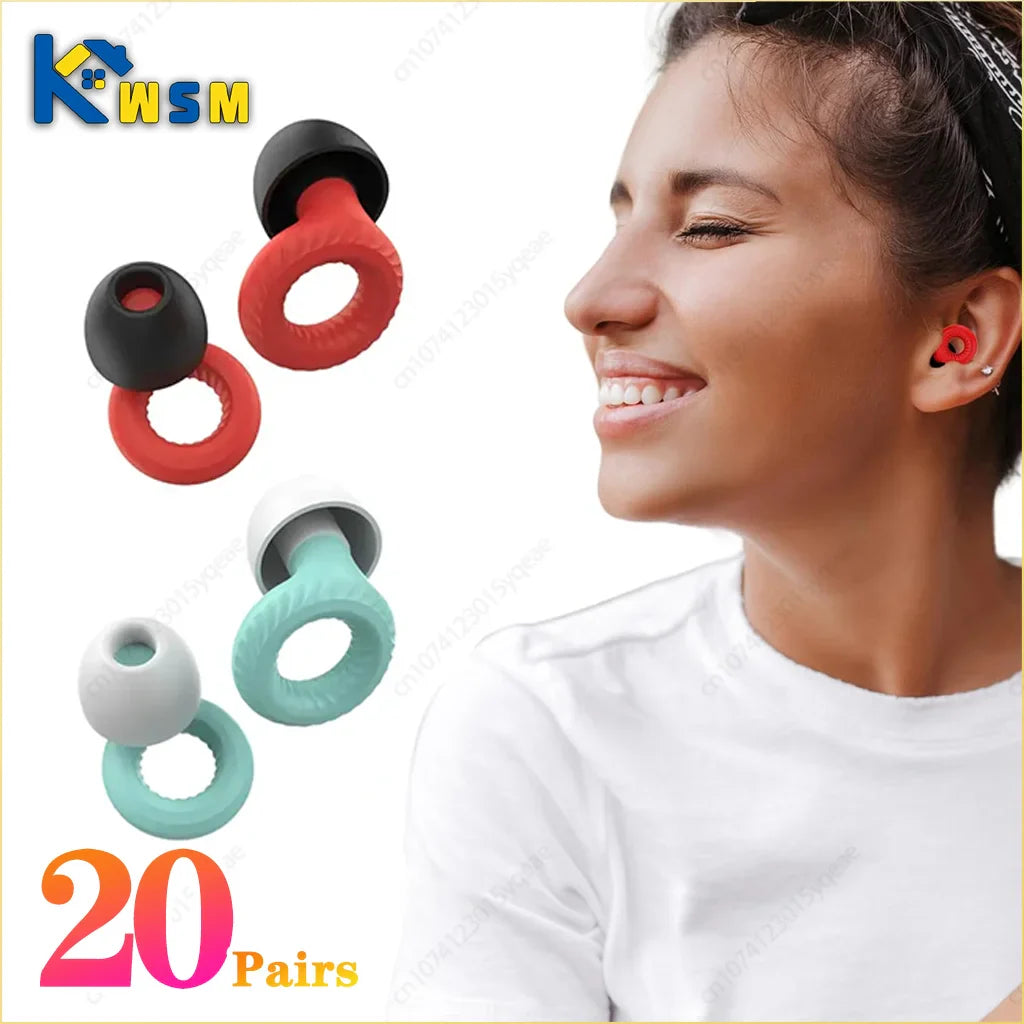 Silicone Noise Blocking Earplugs for Sleep & Study – 20 Pairs