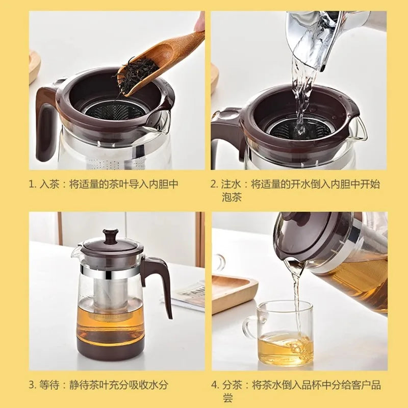 HMLOVE Heat Resistant Glass Teapot Puer Kettle Tea Infuser Filter