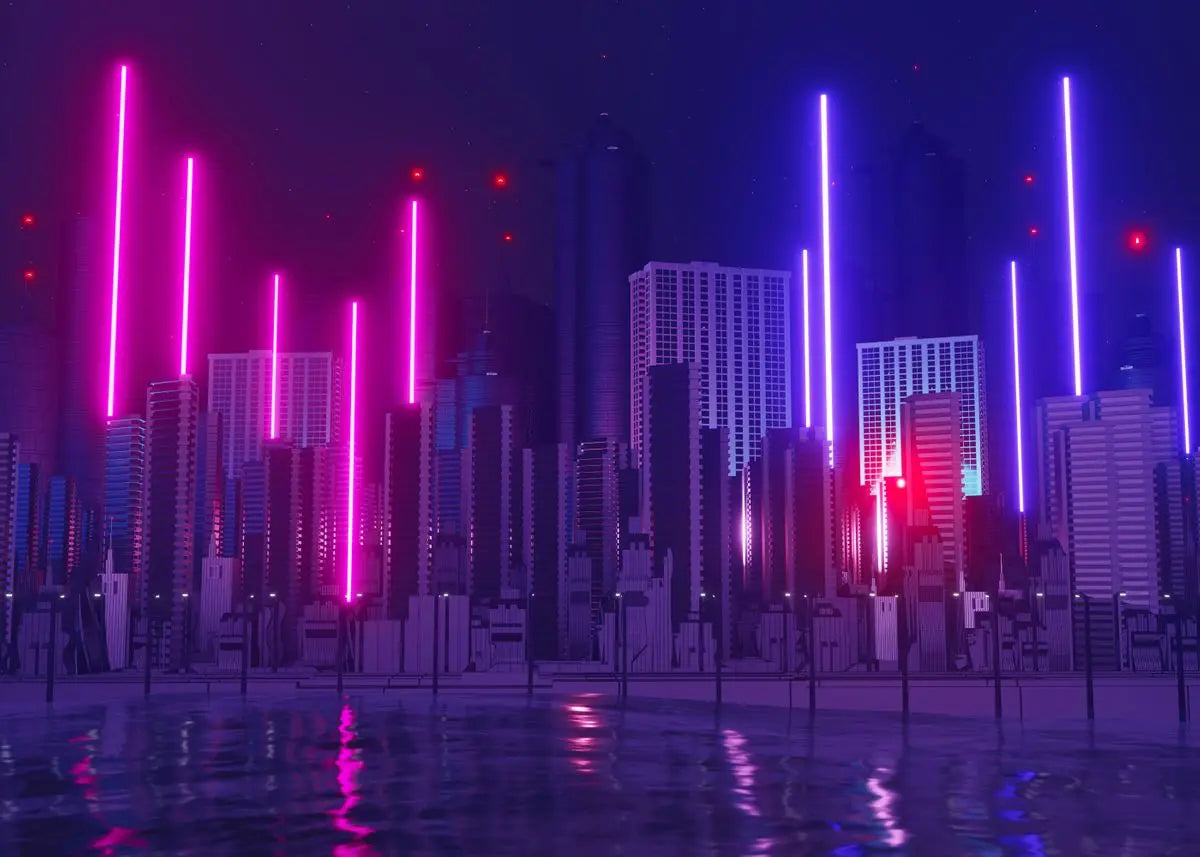 Cyberpunk Neon City Poster Fantasy Collection Wall Art for Passionate Decor Enthusiasts Peaceful Pleasures Health and Wellness P13 55x75cm