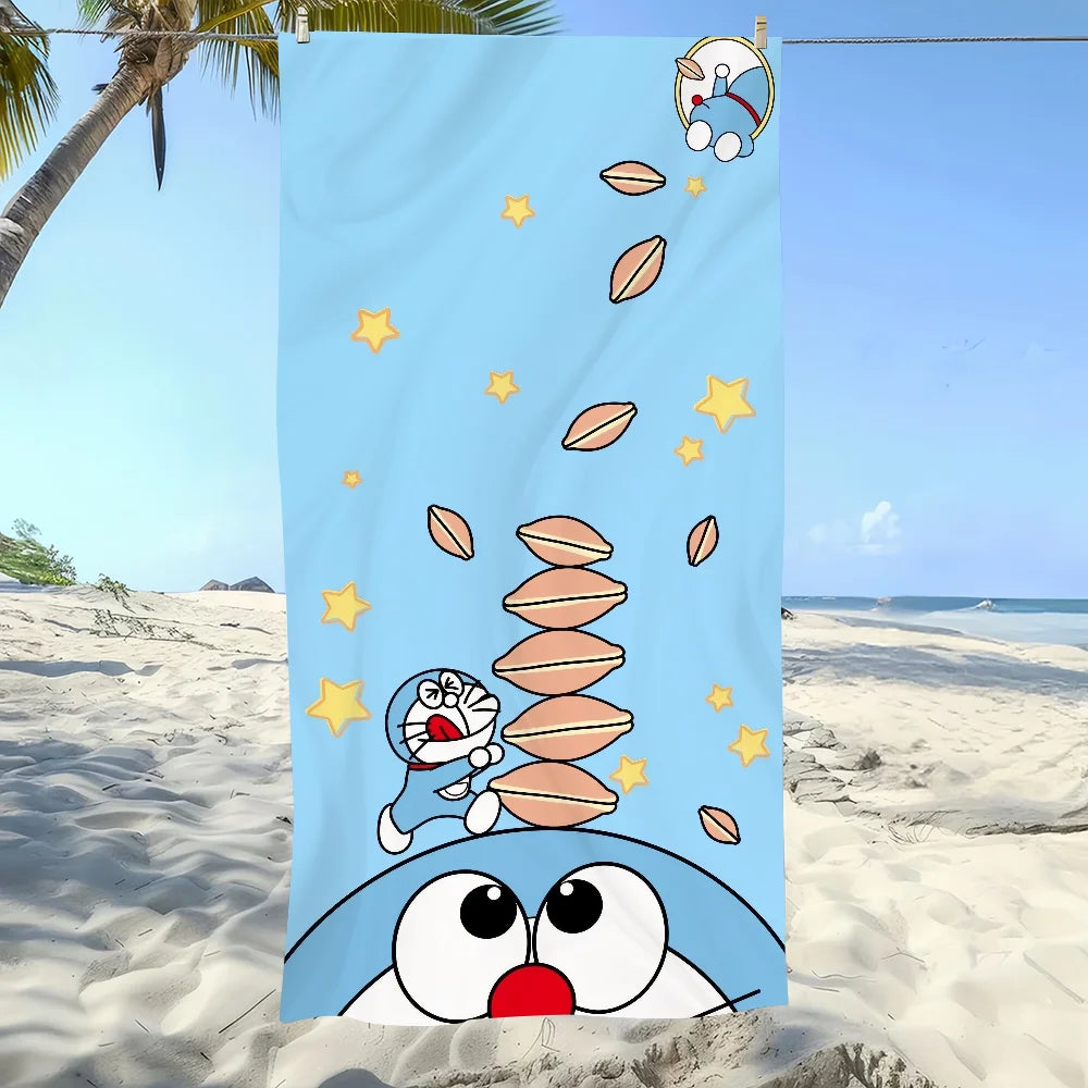 Doraemon Quick-Dry Beach Towel | Soft Large Cartoon Sports Towel Quick-Dry Beach Towel Peaceful Pleasures Health and Wellness z3 STJ80x130CM