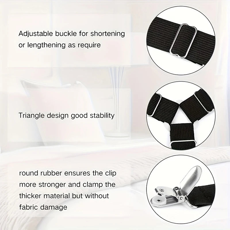 4-Pack Triangle Bed Sheet Holder Clips | Adjustable Mattress Grippers