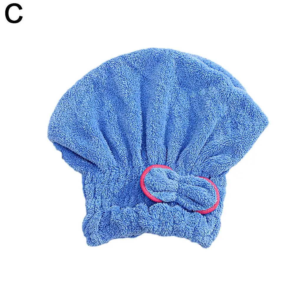 Microfiber Quick Dry Hair Wrap Towel Cap with Bowknot