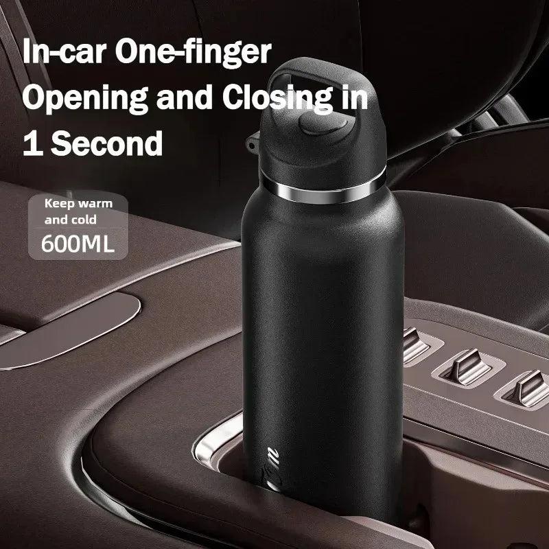 600ml Stainless Steel Vacuum Flask | One-Touch Lid Water Bottle