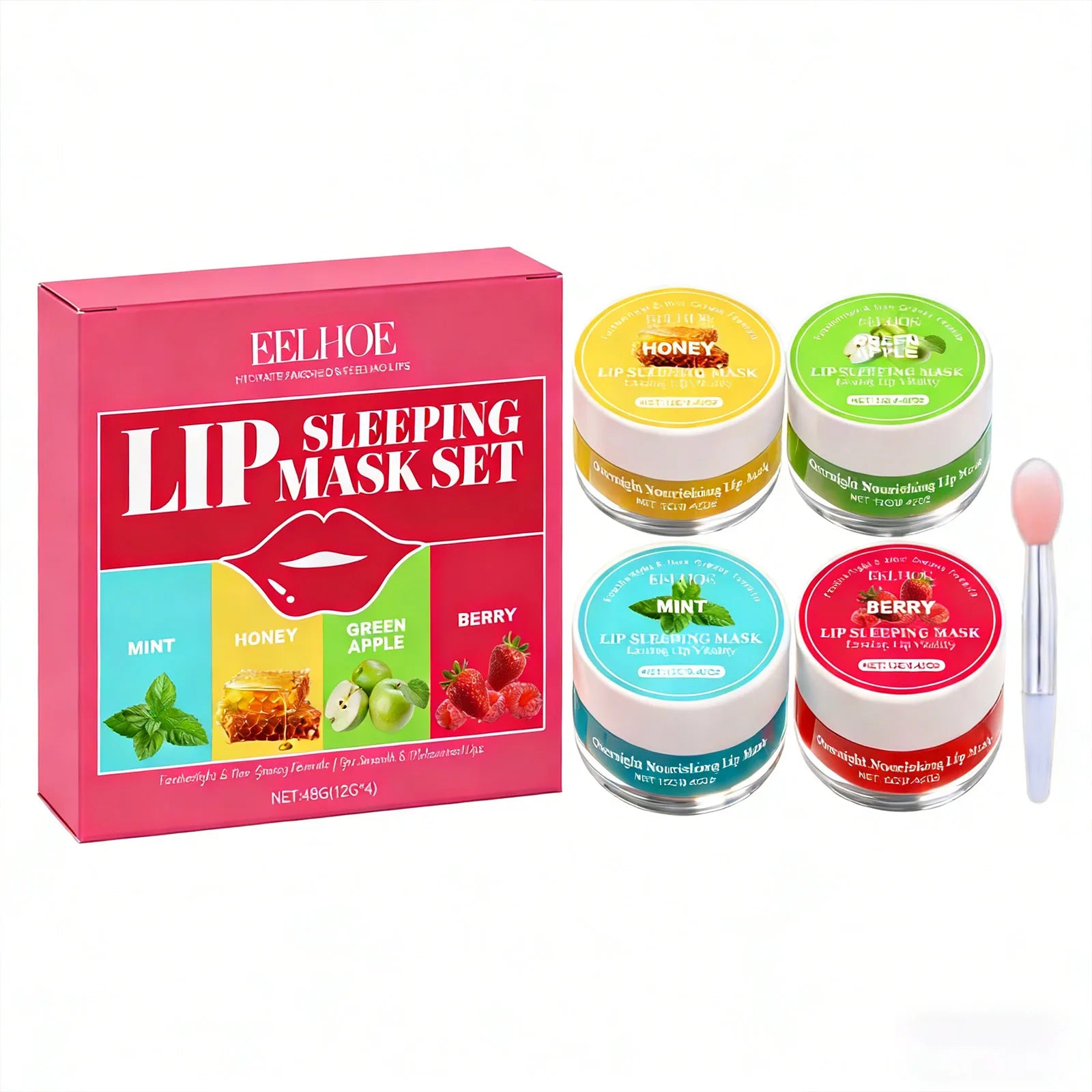 EELHOE 4-Flavor Sleep Lip Mask – Moisturizing Dead Skin Repair Sleep Lip Mask Peaceful Pleasures Health and Wellness