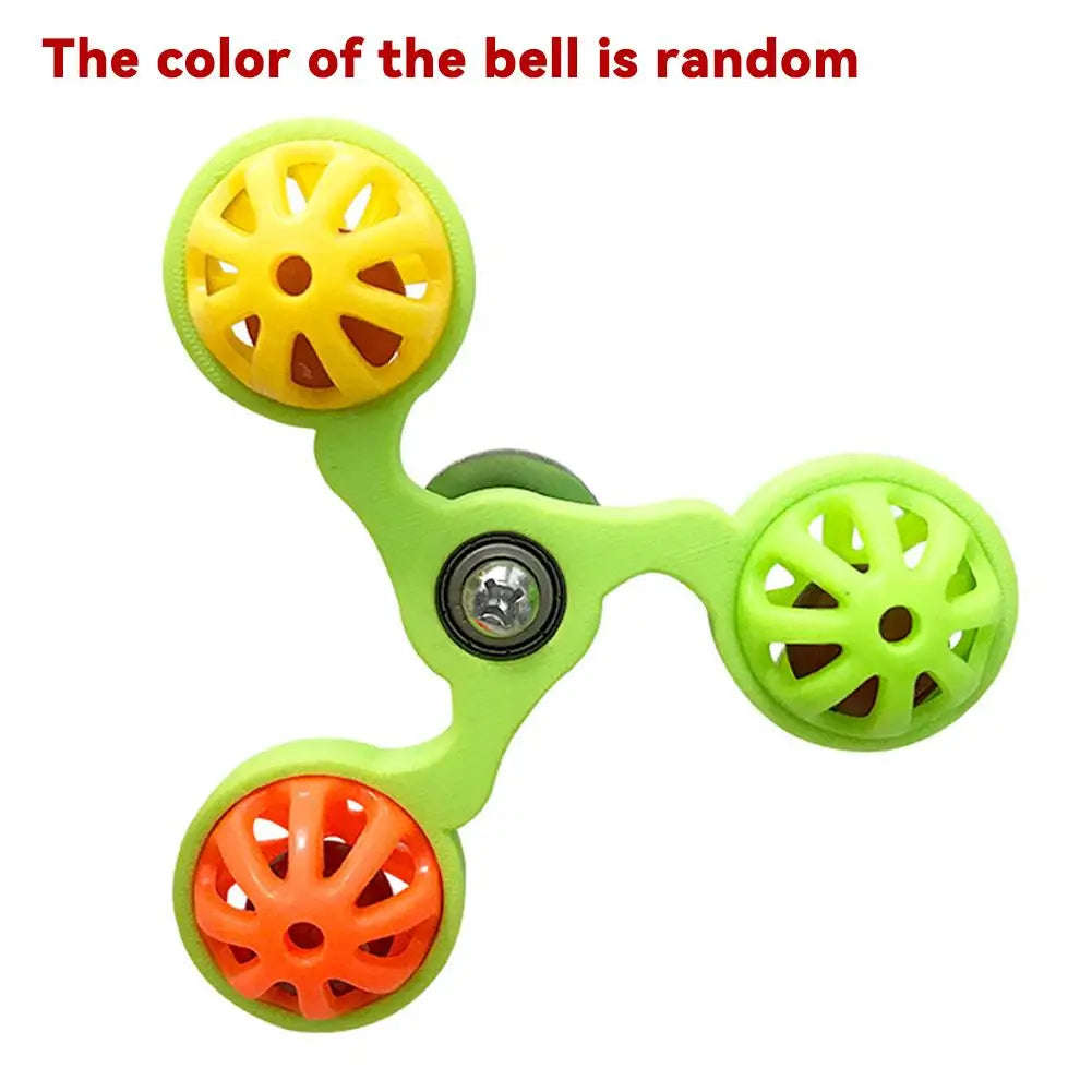Parrot Interactive Rotating Bell Windmill Chew Toy, Bell Ball Turntable Anti-Boredom Self-Play for Budgie Lovebird Parakeets Peaceful Pleasures Health and Wellness Green