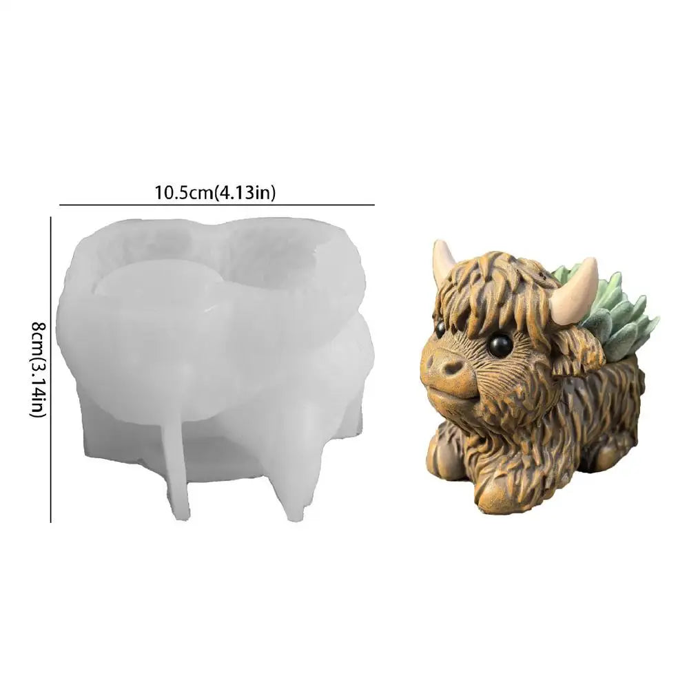 Candle Wax Molds 3D Highland Cow Silicone Mold Farm Animal Casting Craft Decorative Ornament for Home Travel Daily Classroom Peaceful Pleasures Health and Wellness B China Mainland