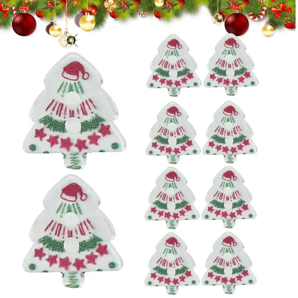 Christmas Buttons For Crafts 10-Piece Tree-Shaped Decoration Pin Ornament 2D Acrylic Christmas Craft Supplies For Holiday Peaceful Pleasures Health and Wellness China Mainland 08
