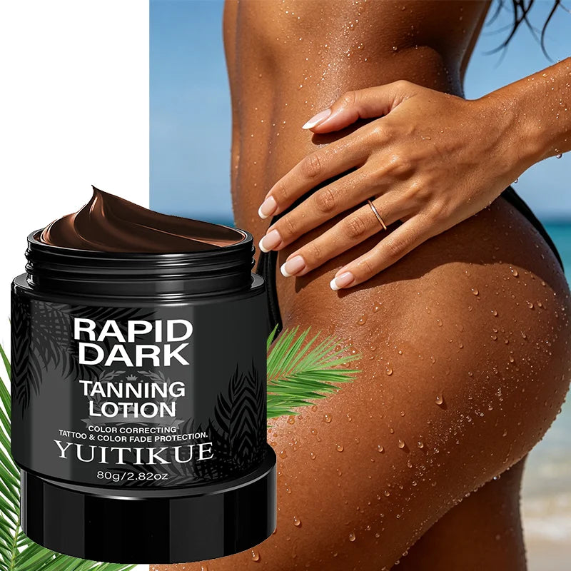 YUITIKUE Rapid Dark Tanning Lotion 80g Tattoo Protection Color Correcting Formula for Deep, Long-Lasting Bronze Glow Peaceful Pleasures Health and Wellness