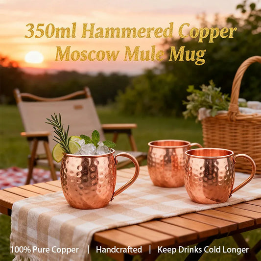 100% Copper Moscow Mule Mug Durable Coppery Beer Mugs 350ml Coffee Mug Milk Cup Pure Copper Bar Cup Drinkware Peaceful Pleasures Health and Wellness