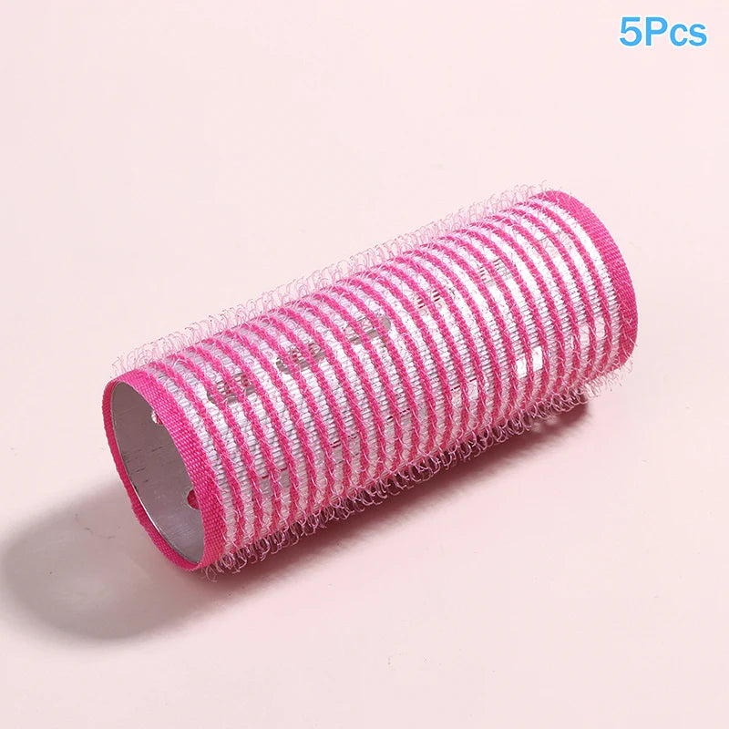 1/5Pcs Bangs Roller Set Hook & Loop Aluminium Silver Core Self Grip Styling Hair Rollers Hot Thermal Volume Curler 30X80mm Peaceful Pleasures Health and Wellness 5Pcs Rose red