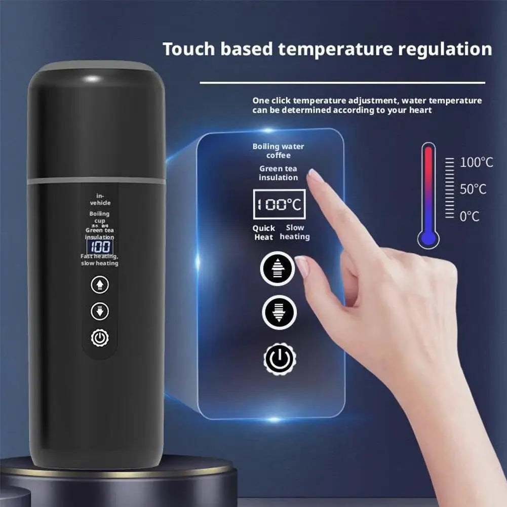 12V/24V Car Electric Kettle – Smart LCD Temp Control 500ml