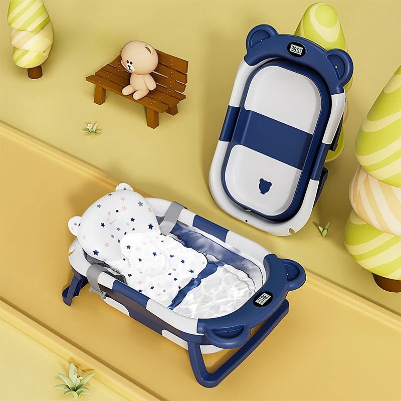 Intelligent temperature sensing baby folding bathtub, pet bathtub, cat specific bathtub, cat and dog bath, cute and fun bathtub Peaceful Pleasures Health and Wellness Blue