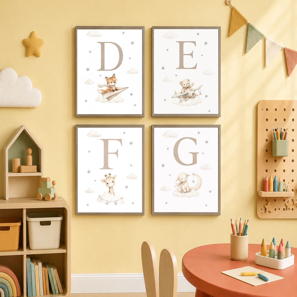 Custom Alphabet Wall Art Cute Animal Letter Canvas Painting Nursery Poster Print For Kids Room Wall Decor Peaceful Pleasures Health and Wellness