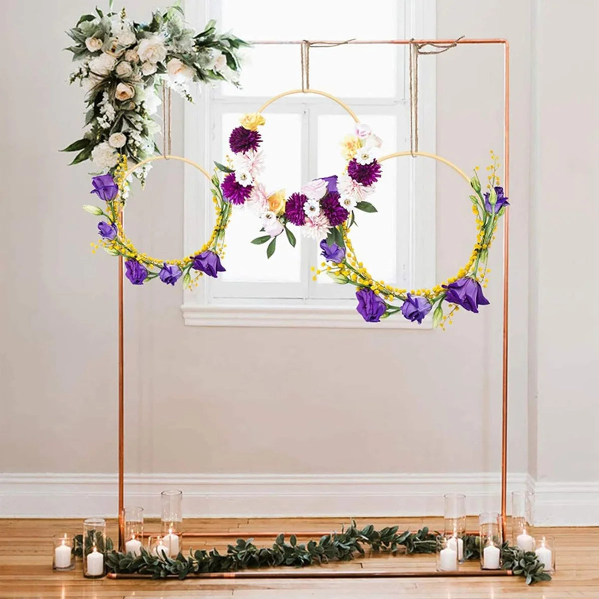 Wreath Rings, 3Pack 4Sizes (6 8 10 12lnch) Wooden Bamboo Floral Hoop Wreath Macrame Craft Hoop Rings for DlY Christmas Wedding Peaceful Pleasures Health and Wellness