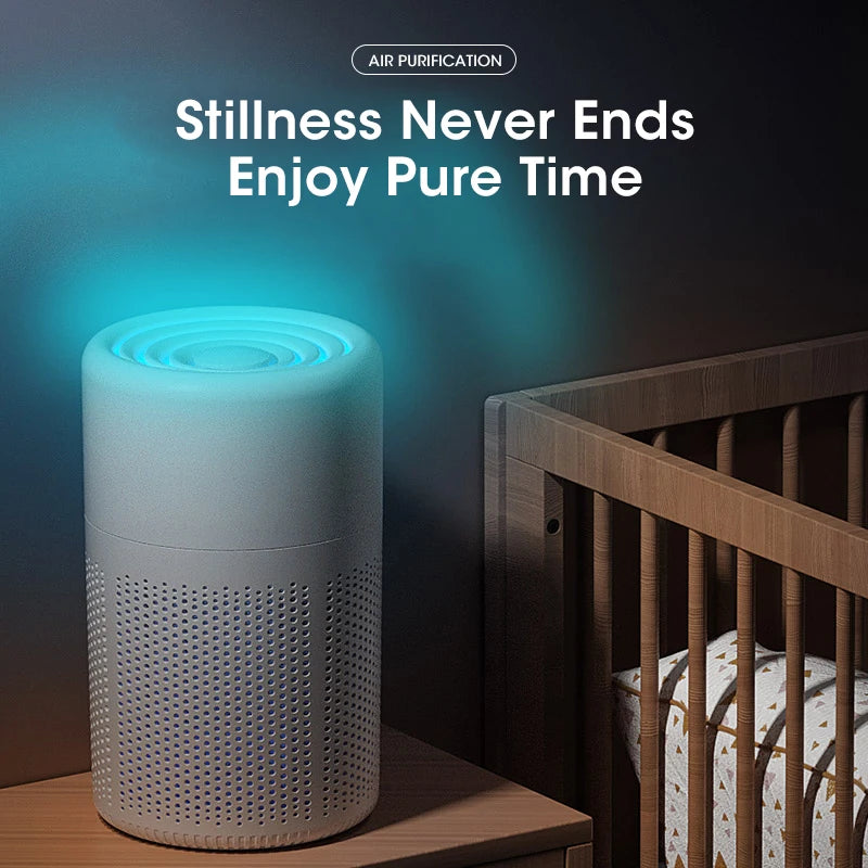 HEPA Mini Desktop Air Purifier Negative Ion Intelligent Odor Removal Low Noise for Bedroom Car Travel Peaceful Pleasures Health and Wellness