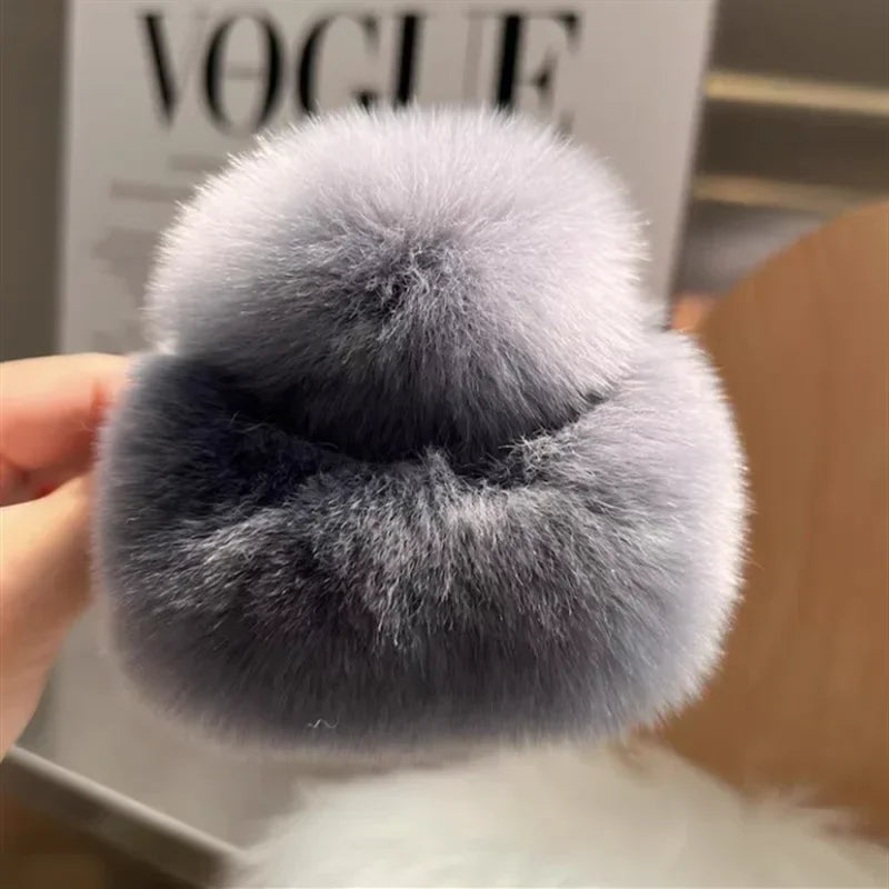 Otter Rabbit Fur Clip Korean Furry Hair Clip Cute Furry Shark Clip Headband Back of The Head Hair Clip Fashionable and Versatile Peaceful Pleasures Health and Wellness S7073-04