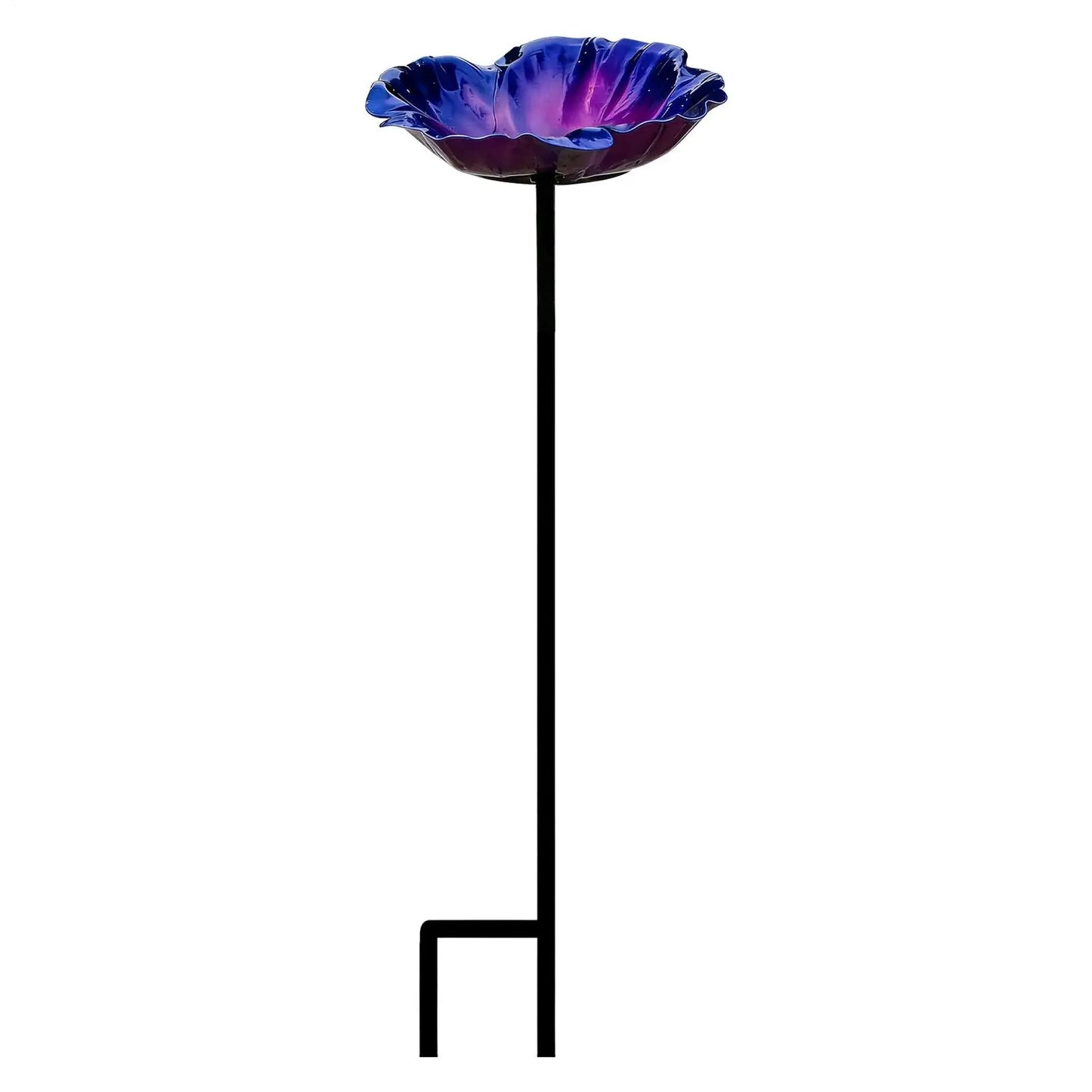 Garden Bird Bath – Reflective Petals Iron, 25.5" Weather Resistant