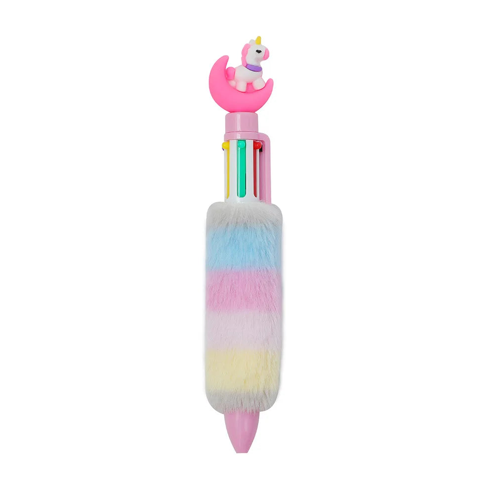 Kids Unicorn Plush Gel Pen Set – 6 Rainbow Colors for Girls