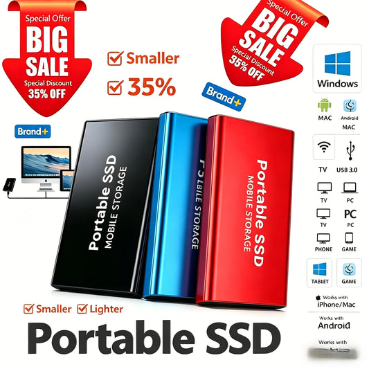 EOENKK Portable External SSD USB 3.2 Type-C Fast Transfer Drive Portable External SSD Peaceful Pleasures Health and Wellness