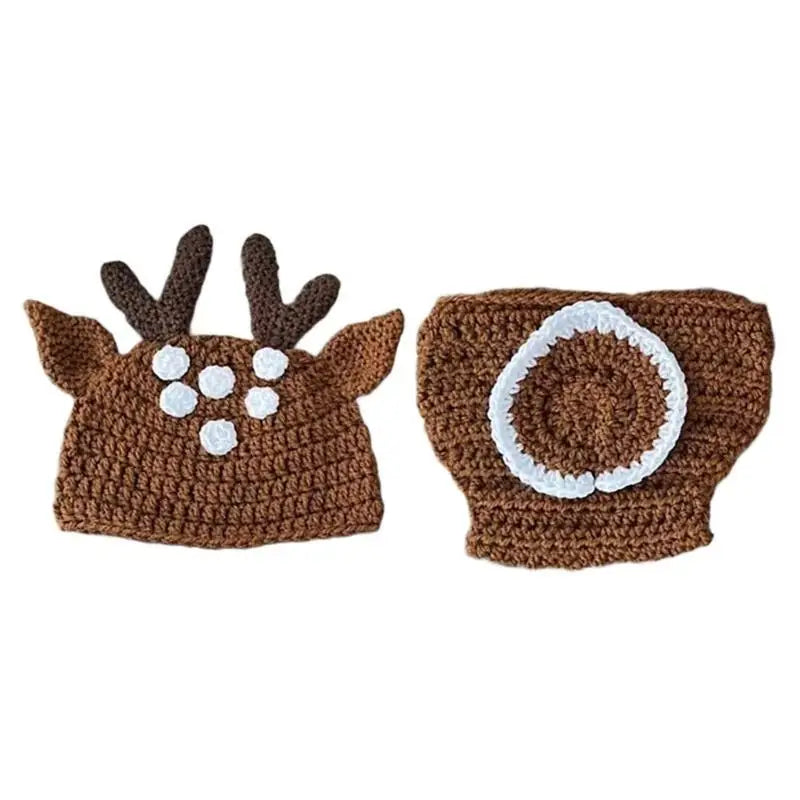 Newborn Photography Outfit – Knitted Deer Hat & Romper Set
