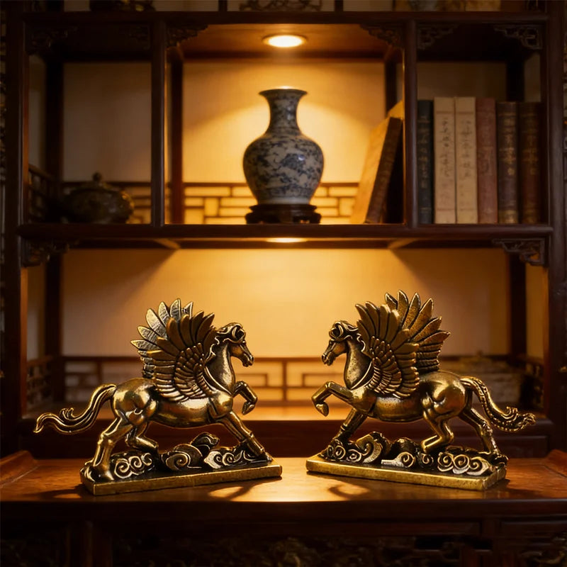 Brass Feng Shui Zodiac Horse Statue – Good Luck Desktop Decor
