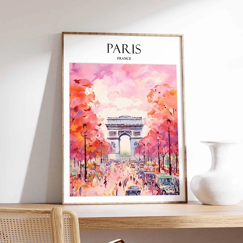 Paris Eiffel Tower Canvas Wall Art | France Travel Poster
