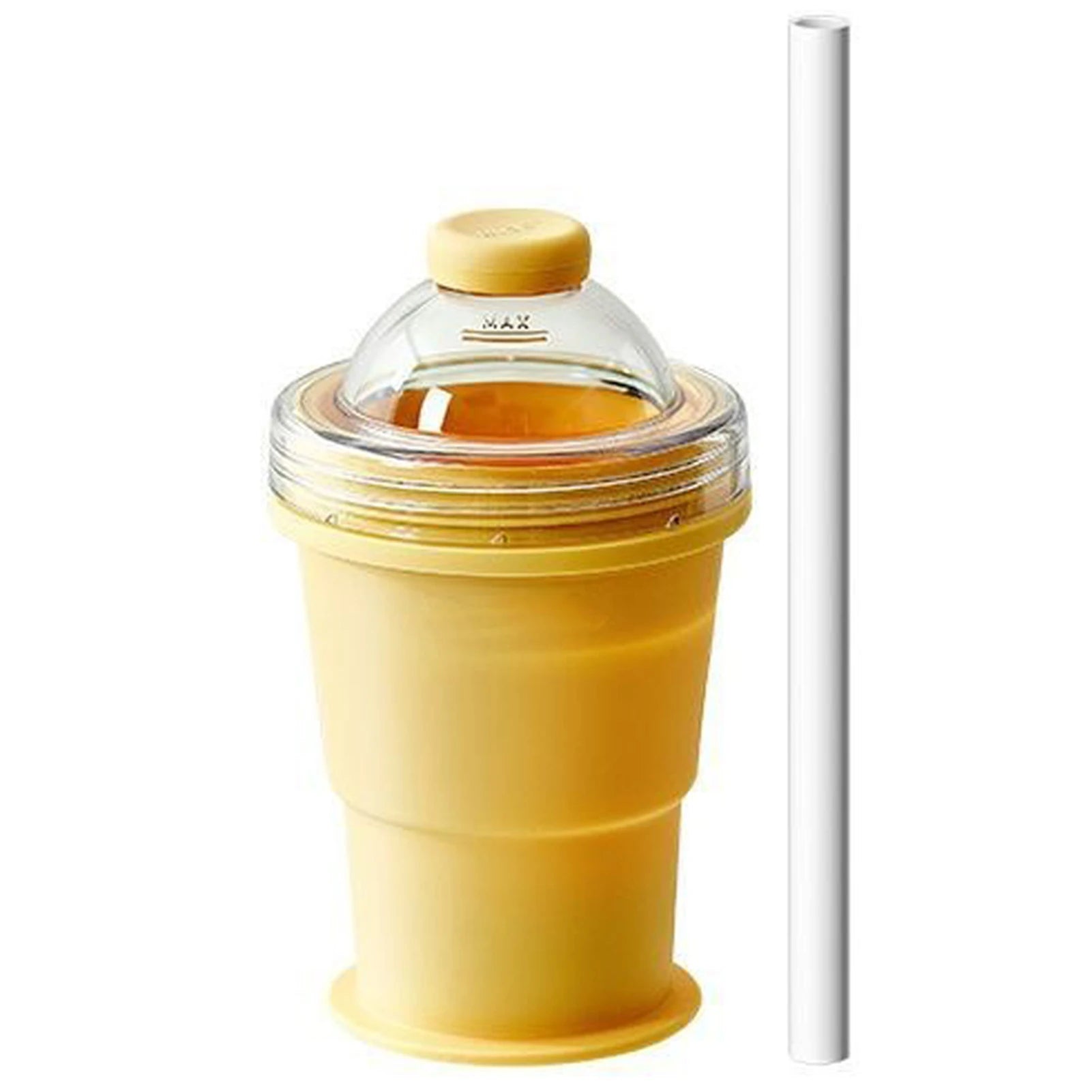 2 In 1 Collapsible Silicone Ice Ball Maker Cup Foldable Ice Ball Drink Cup Easy To Clean Dishwasher Safe For Home Travel Peaceful Pleasures Health and Wellness YELLOW As Shown