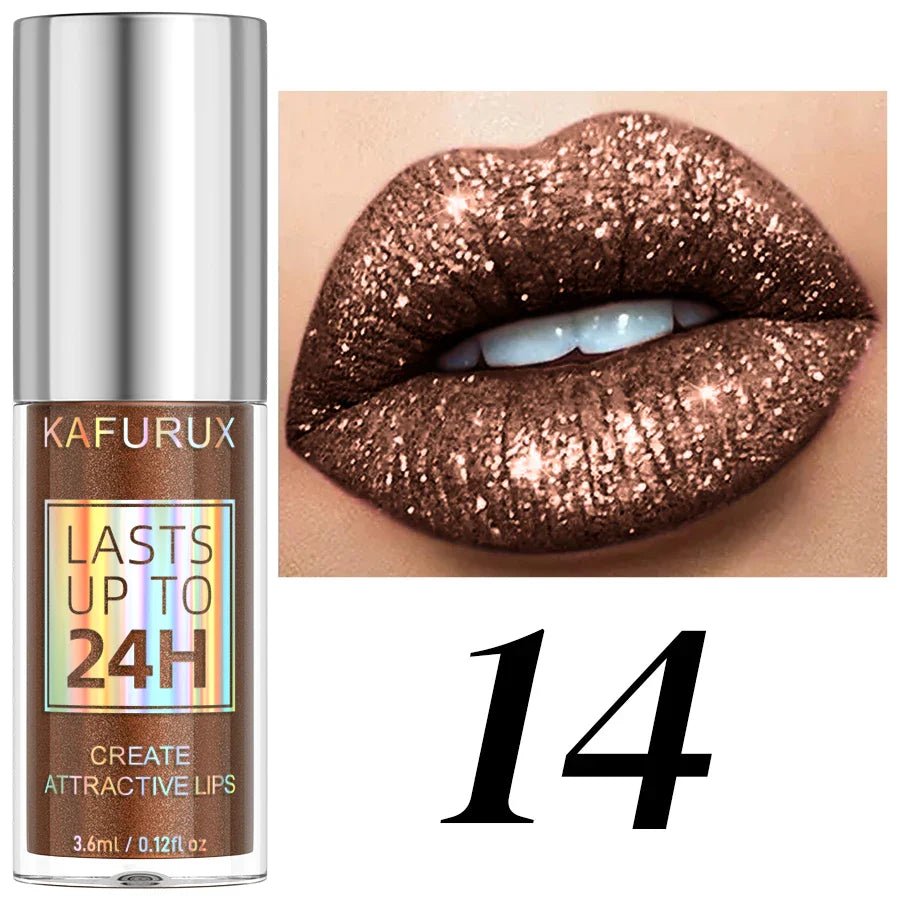 KAFURUX 20-Shade Glitter Liquid Lipstick & Diamond Lip Gloss