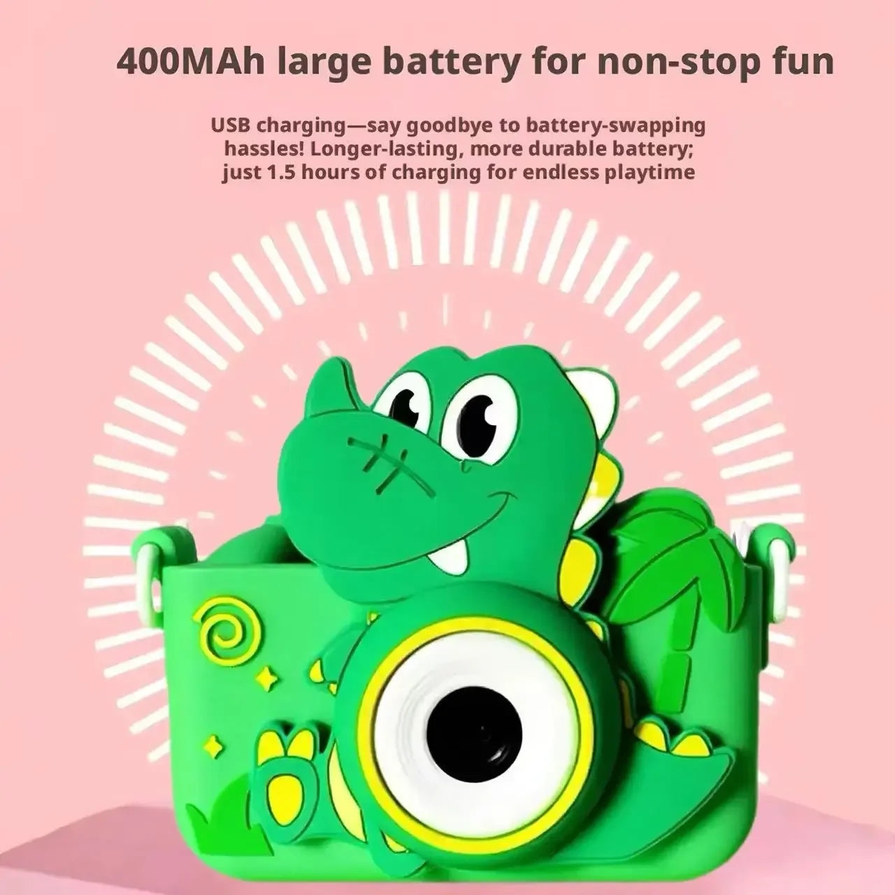 Mini Kids Cartoon Digital Camera Support 128G Memory Photo Video Recording Portable Educational Toy Birthday Festival Gift For Peaceful Pleasures Health and Wellness