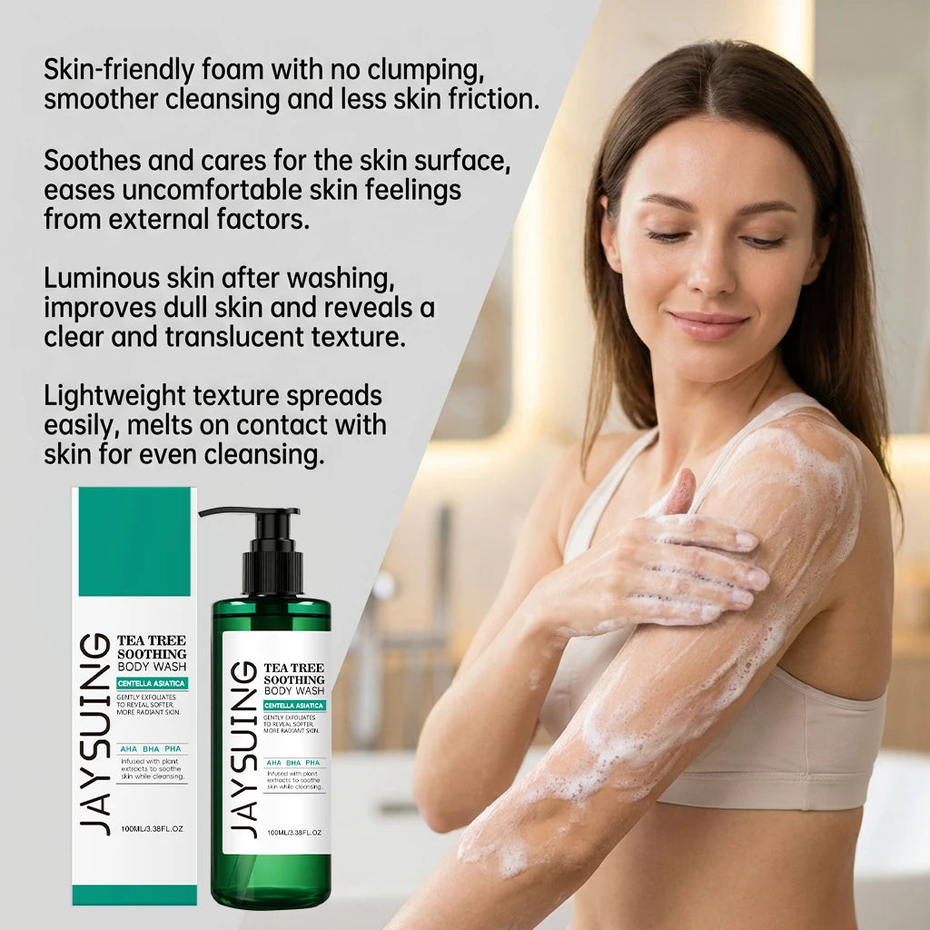 Centella Tea Tree Body Wash Deep Clean Refresh Cool Soothe Sensitive Nourish Calm Skin Discomfort Repair Skin Barrier Shower Gel Peaceful Pleasures Health and Wellness