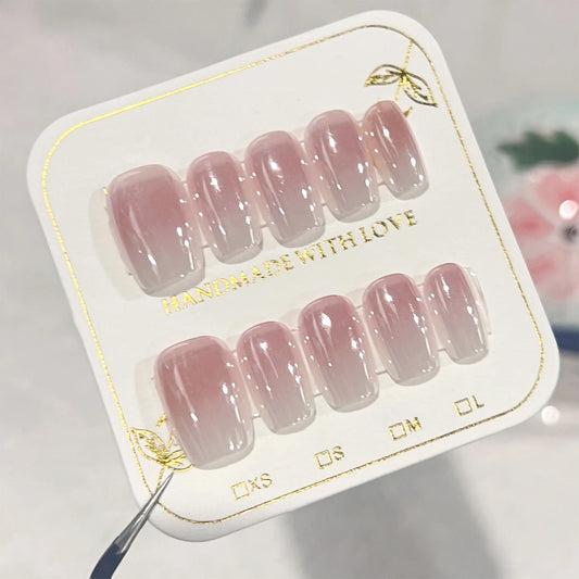 Aurora Press On Nails Gradient Pink Square Fake Nails 10pcs Press On Nails Peaceful Pleasures Health and Wellness XS