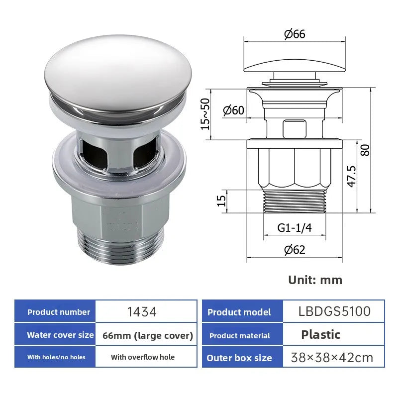 Pop Up Drain Stopper – Black, Chrome & Bronze Basin Drain