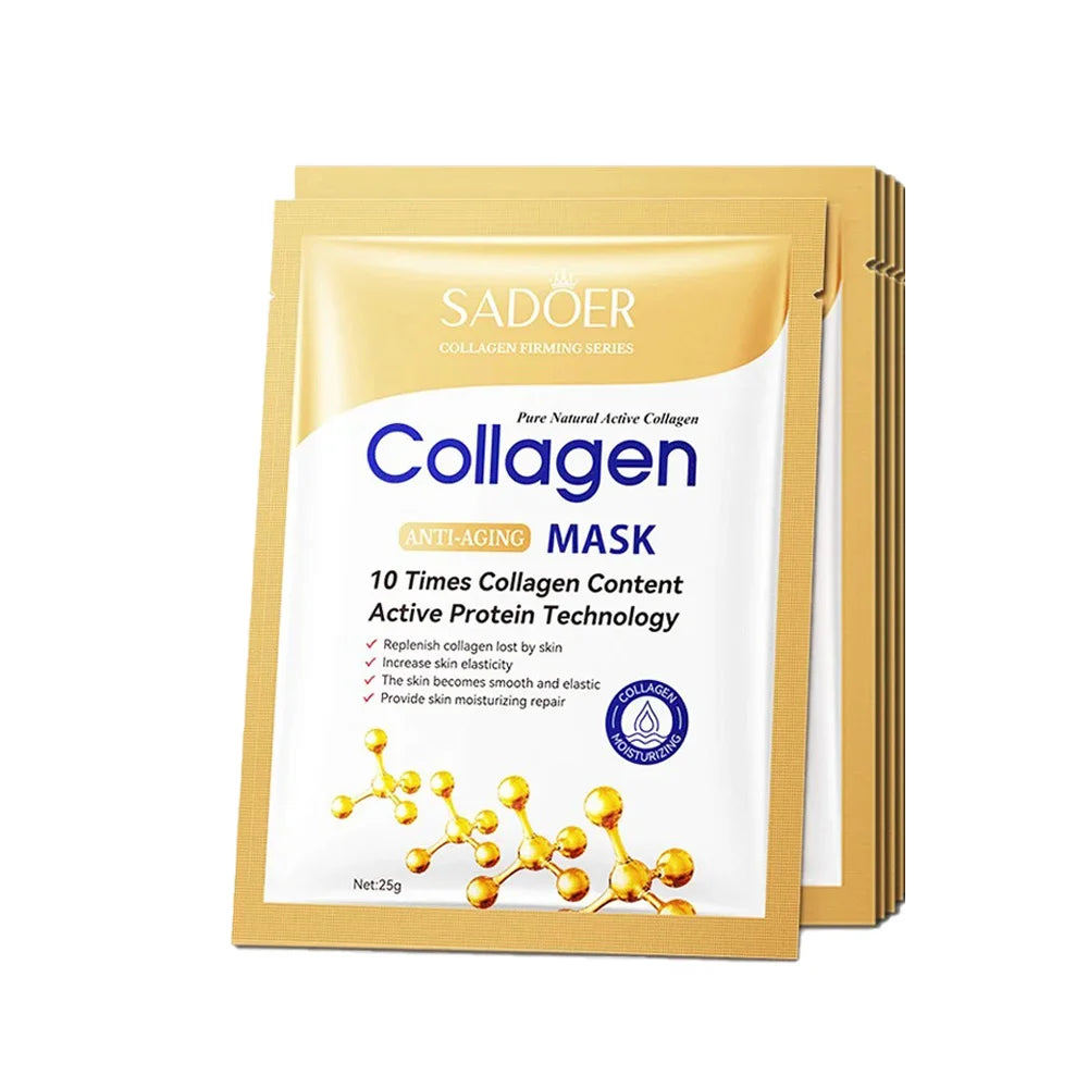 SADOER Collagen Sheet Mask – Hydrating & Firming | 5/10 Pcs