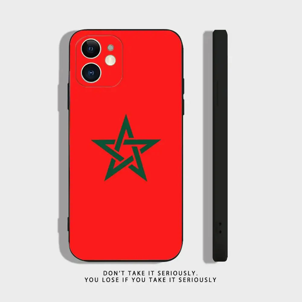 Morocco Flag Phone Case For iPhone 17 16,15,14,13,12,11,Pro,XS,Max,XR,Plus,Mini Soft Silicone Black Shockproof Peaceful Pleasures Health and Wellness z6 iPhone16