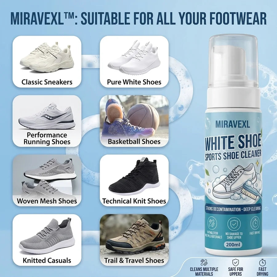 MIRAVEXL Shoe Cleaner Foam – Sneaker, Suede & Leather