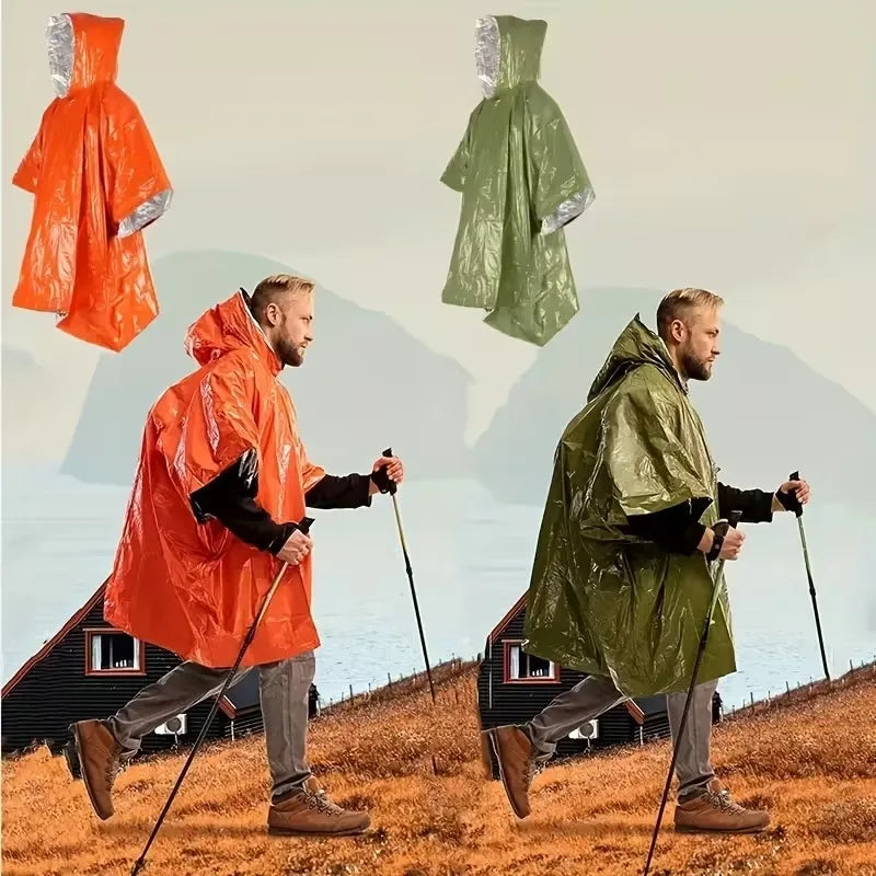 Emergency Thermal Rain Poncho | Survival Camping Raincoat