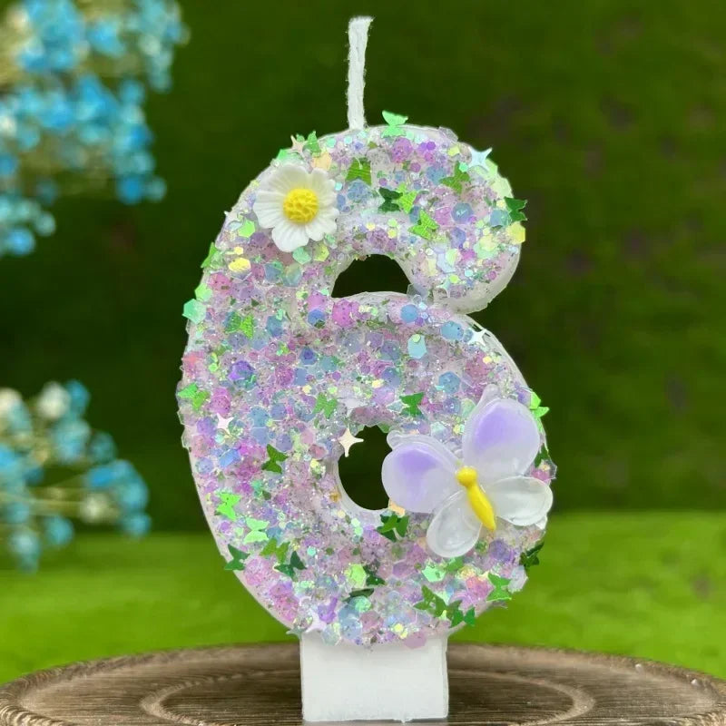 2025 Hot 0-9 Digits DIY Birthday Candles Butterfly Flowers Children's Birthday Girls Number Cake Decorations Candle Room Decor Peaceful Pleasures Health and Wellness 6
