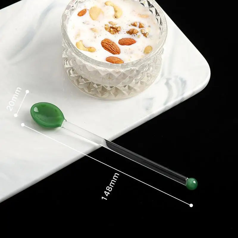 Colorful Glass Stirring Spoons – Long Handle, Heat Resistant