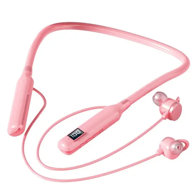 Wireless Headphones Bluetooth 5.3 Neckband Earphones Magnetic Sports BT7 Waterproof Earbuds Headset With Mic SD Card Mode Peaceful Pleasures Health and Wellness Pink