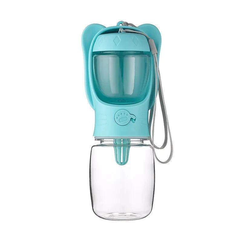 Portable 2-in-1 Dog Cat Water Bottle with Food Storage Container for Outdoor Travel Pet Feeding Pet Supplies Peaceful Pleasures Health and Wellness Blue-350ml