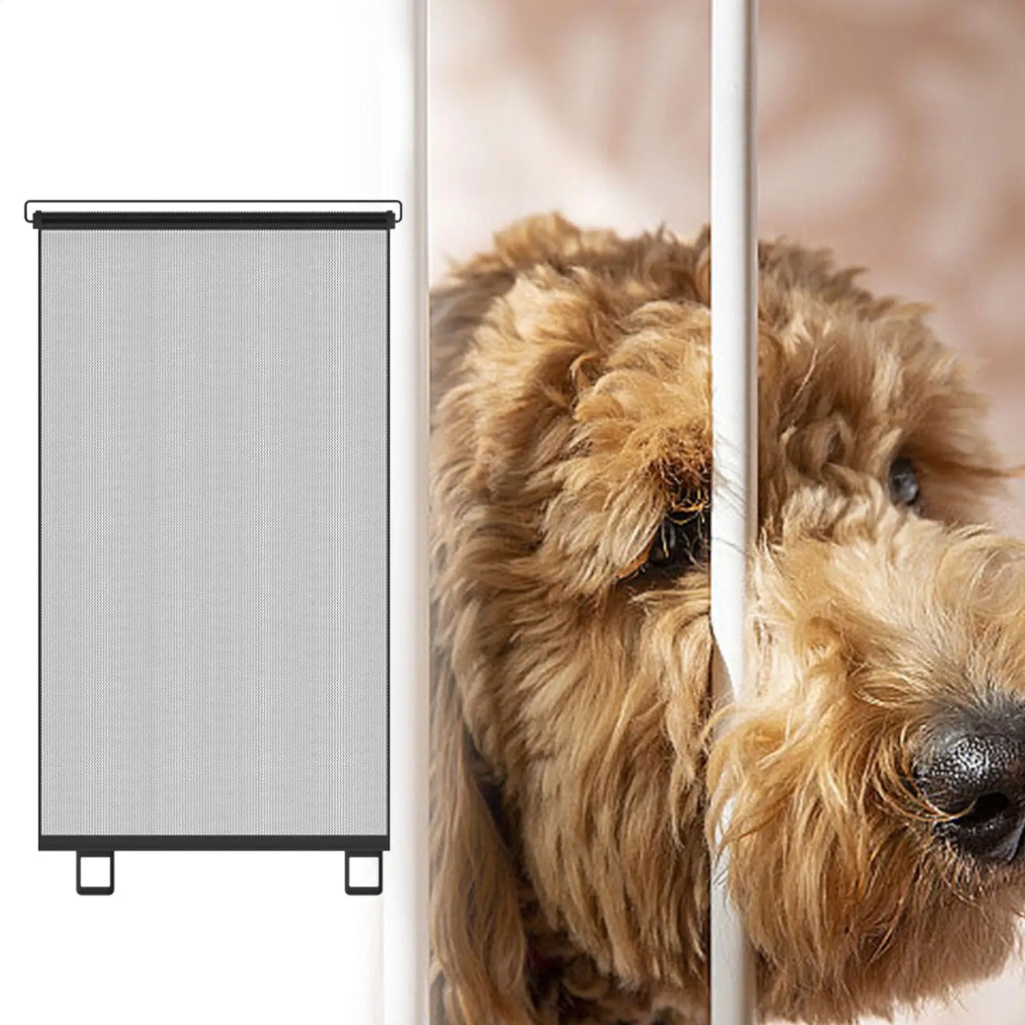 No-Drill Retractable Pet Gate | Mesh Dog & Child Safety Fence Retractable Pet Gate Peaceful Pleasures Health and Wellness