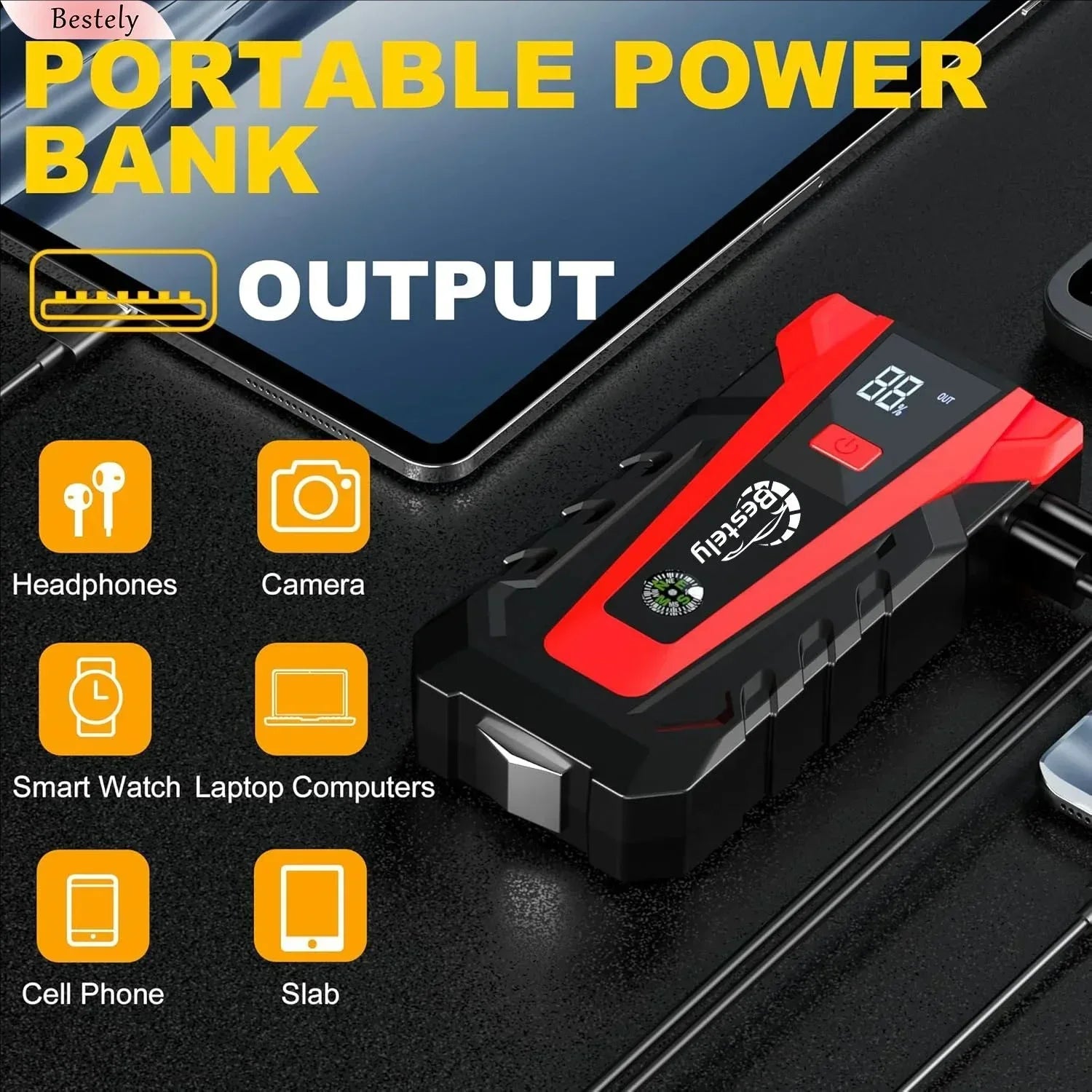 Bestely 12V 99800mAh 3000A Car Jump Starter Car Battery Starters Portable Power Bank 12V Starting Device Petrol Diesel Car Peaceful Pleasures Health and Wellness