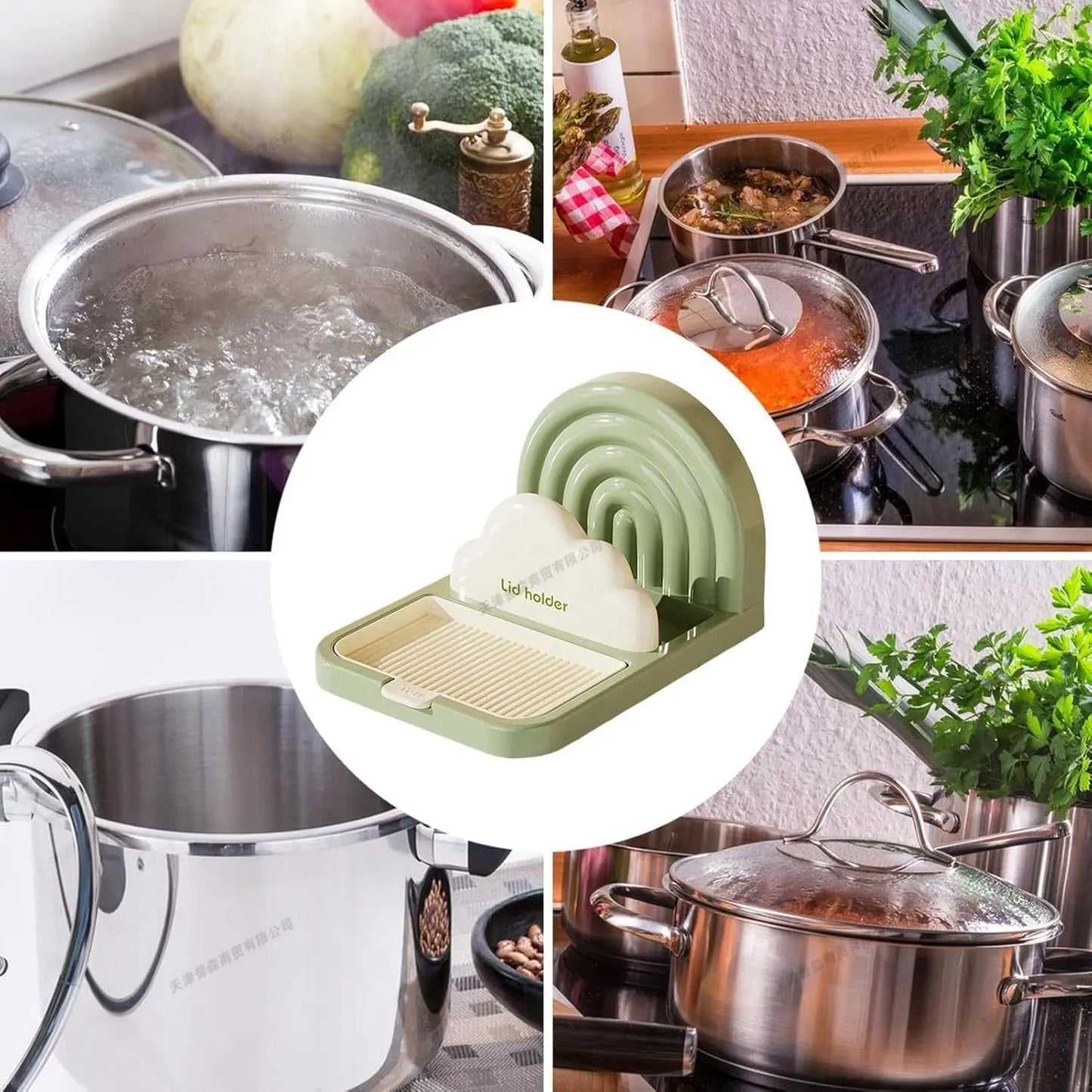 Rainbow Suction Cup Pot Cover Racks Household Kitchen Storage Racks Desktop Spatula Rack Storage Artifact Pot Cover Holder Racks Peaceful Pleasures Health and Wellness