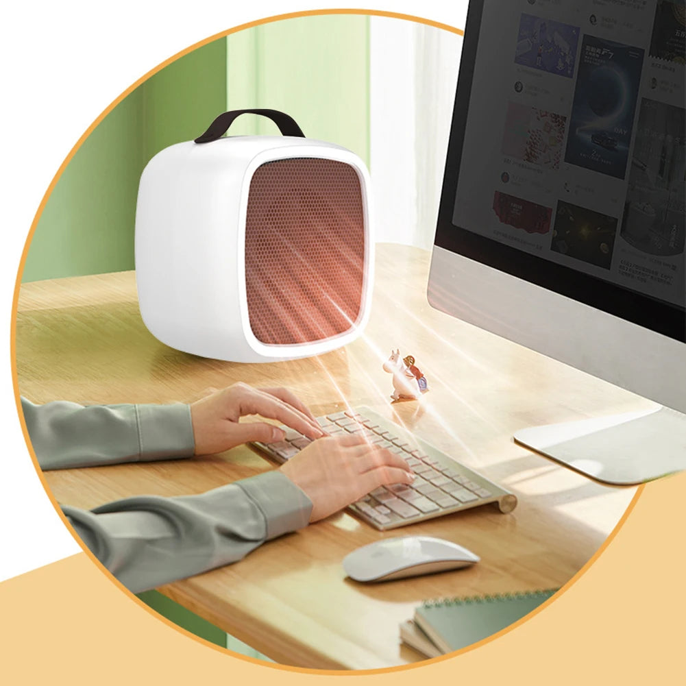 500W Portable Small Space Heater Fast Heating Silent Lightweight Desktop Warm Air Heater Indoor Office Household Warmer Fan Peaceful Pleasures Health and Wellness